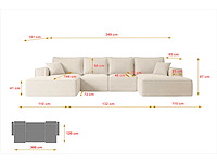 Convertible panoramische hoekbank - beige touwstof - afbeelding 9 van  11