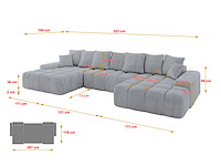 Convertible panoramische hoekbank - grijs fluweel - afbeelding 7 van  10