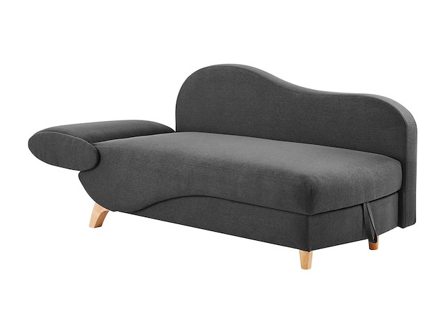 Convertible rechte chaise longue in houtskoolstof met opbergdoos - afbeelding 5 van  9