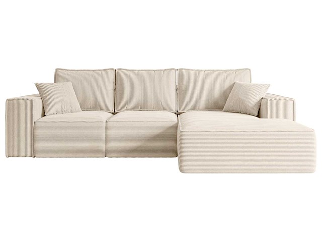 Convertible rechterhoek bank met opbergruimte - beige stof - afbeelding 2 van  5