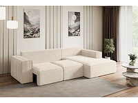 Convertible rechterhoek bank met opbergruimte - beige stof - afbeelding 5 van  5