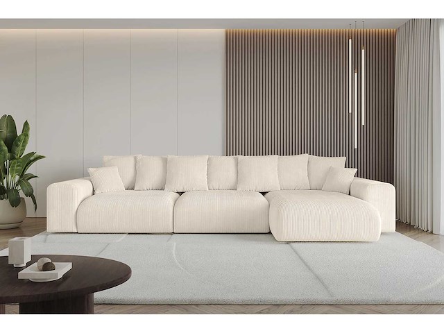 Convertible rechterhoekbank - beige touwstof - afbeelding 2 van  12
