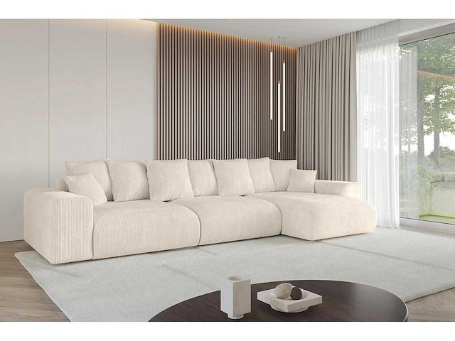 Convertible rechterhoekbank - beige touwstof - afbeelding 4 van  12