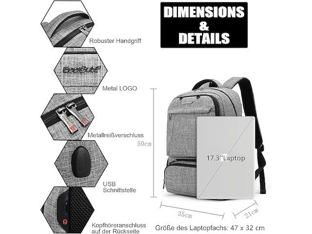 Coolbell laptoprugzak - afbeelding 2 van  6