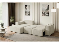 Coonvertible linker hoek bank - beige fluweel - afbeelding 9 van  13