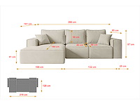 Coonvertible linker hoek bank - beige fluweel - afbeelding 10 van  13