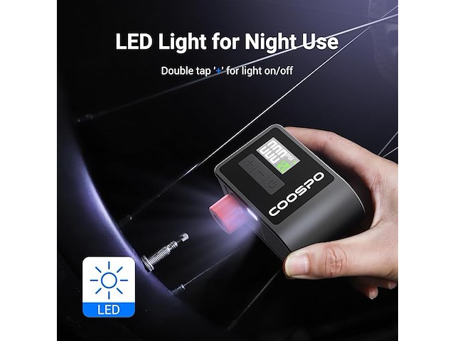 Coospo mini elektrische fietspomp - afbeelding 2 van  5