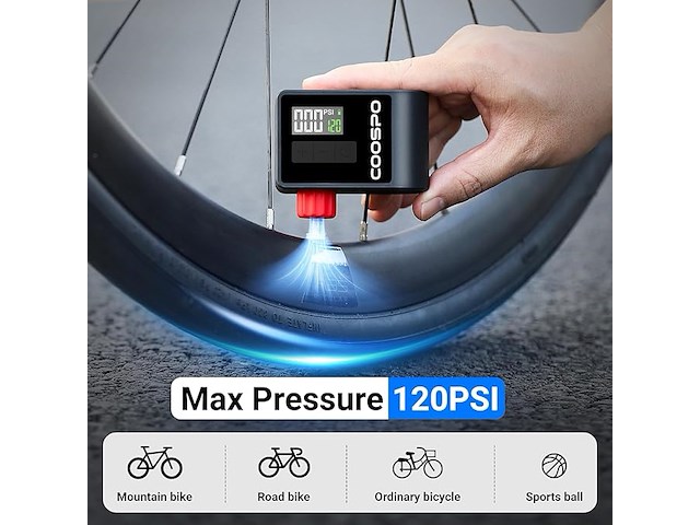 Coospo mini elektrische fietspomp - afbeelding 3 van  5