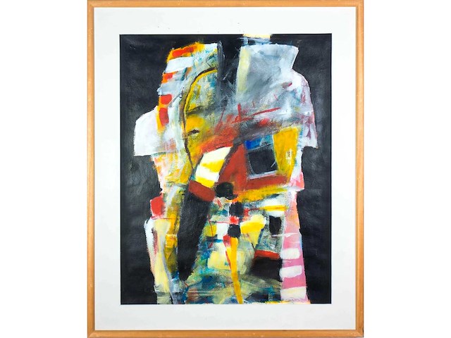 Cor de jong - abstracte compositie - acryl op papier - afbeelding 1 van  3