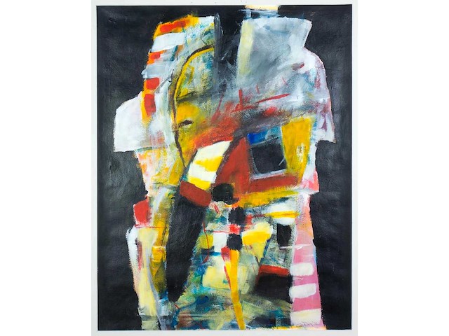 Cor de jong - abstracte compositie - acryl op papier - afbeelding 2 van  3