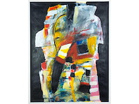 Cor de jong - abstracte compositie - acryl op papier - afbeelding 2 van  3