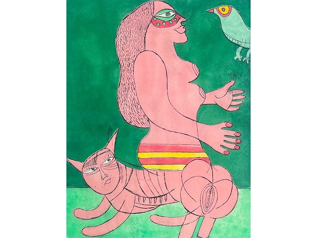 Corneille - femme et faune familière - kleurenets - ingelijst - afbeelding 1 van  13