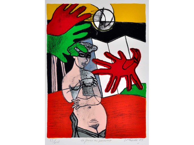 Corneille - la femme au paravant - litho - 1984 - afbeelding 1 van  1