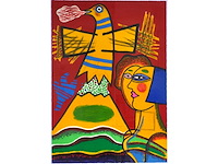 Corneille - le grand oiseau au dessus du mont fuji - zeefdruk - 141x109 cm - afbeelding 5 van  12