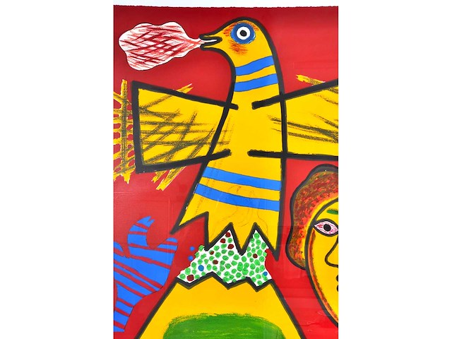 Corneille - le grand oiseau au dessus du mont fuji - zeefdruk - 141x109 cm - afbeelding 11 van  12