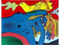 Corneille - l'oiseau jaune - litho - ingelijst - afbeelding 1 van  5