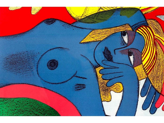 Corneille - l'oiseau jaune - litho - ingelijst - afbeelding 3 van  5