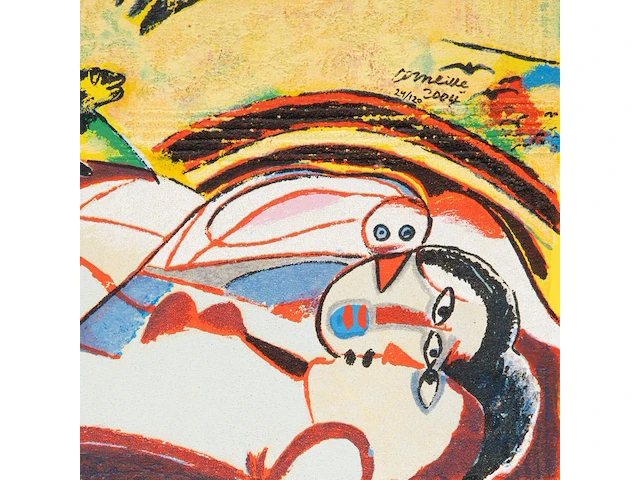 Corneille (1922-2010), 'china suite', 2004, terragraph on canvas, n° 24/120 47 x 47 cm. (18 1/2 x 18 1/2 in.), frame: 51.5 x 51.5 cm. (20.28 x 20.28 in.) - afbeelding 4 van  6
