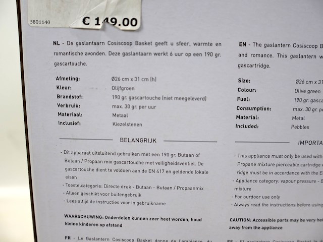 Cosiscoop basket gaslantaarn - afbeelding 3 van  3