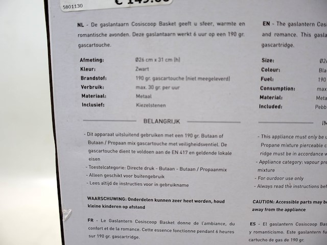 Cosiscoop basket gaslantaarn - afbeelding 3 van  3