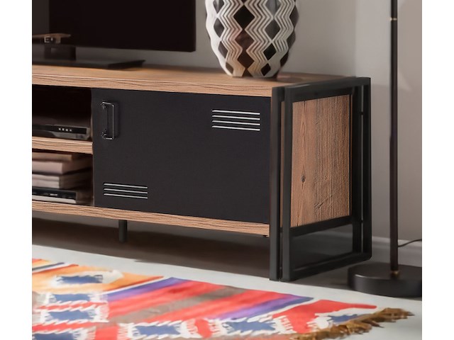 Cosmo tv-meubel | 100% melamine | atlantic pine, zwart - afbeelding 2 van  5