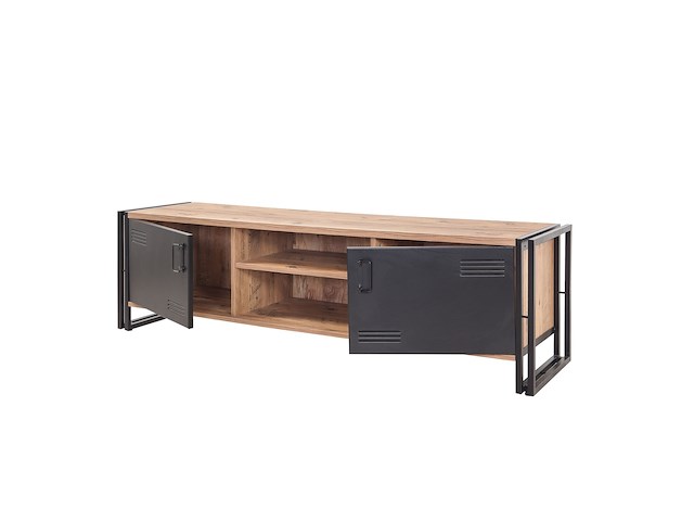Cosmo tv-meubel | 100% melamine | atlantic pine, zwart - afbeelding 4 van  5