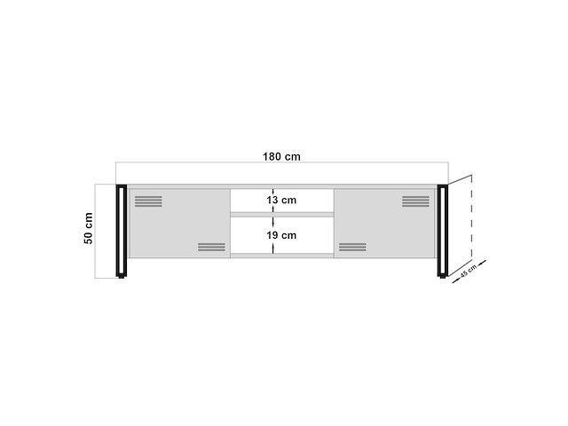 Cosmo tv-meubel | 100% melamine | atlantic pine, zwart - afbeelding 5 van  5