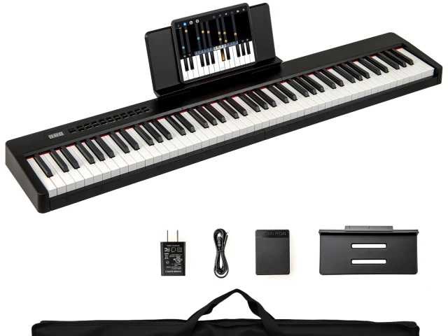 Costway 88-toetsen draagbare digitale piano zwart - afbeelding 1 van  5