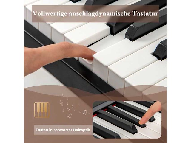 Costway 88-toetsen draagbare digitale piano zwart - afbeelding 4 van  5