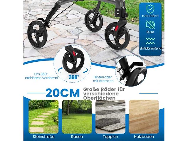 Costway aluminium opvouwbare rollator voor senioren - afbeelding 2 van  6