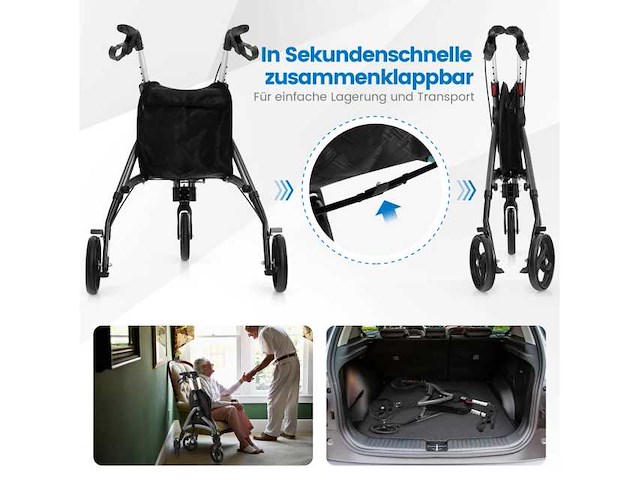 Costway aluminium opvouwbare rollator voor senioren - afbeelding 5 van  6