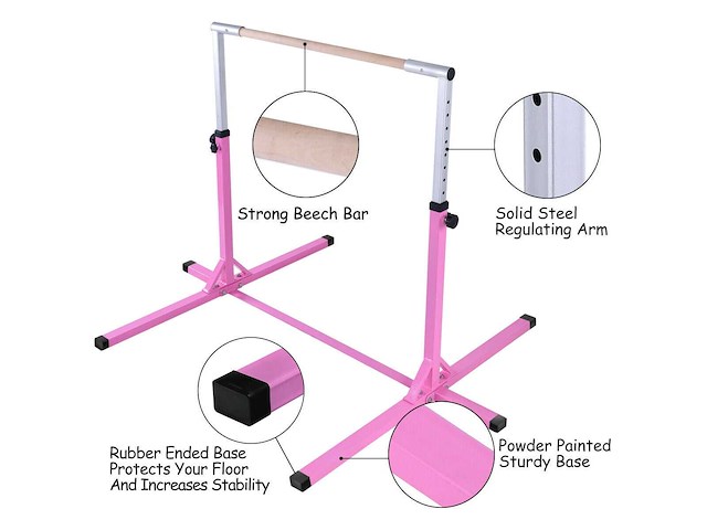Costway stalen verstelbare horizontale trainingsstang voor turnen - afbeelding 2 van  3