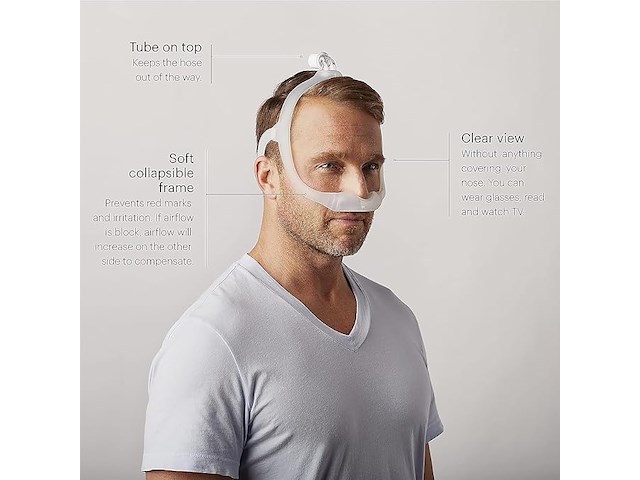 Cpap-masker met neuskussenframe - afbeelding 2 van  3