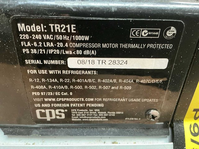 Cps tr21e koudemiddelterugwinningsmachine. - afbeelding 5 van  5