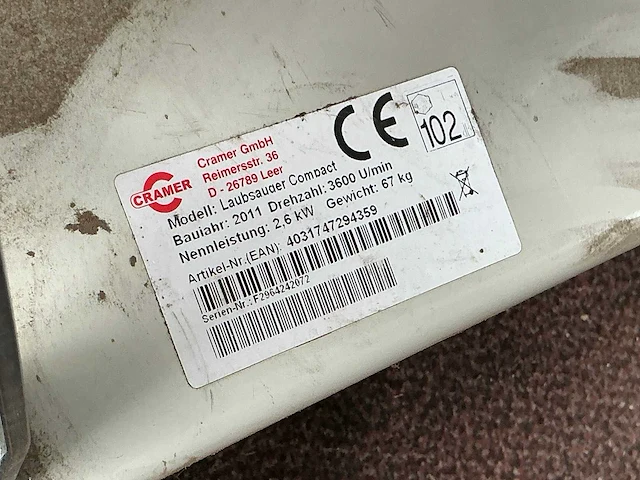 Cramer ls compact bladzuigmachine - afbeelding 5 van  5