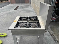 Crane crane professional stove degrue – 4 gasbranders – roestvrij staal – gietijzeren roosters – horeca - afbeelding 3 van  6