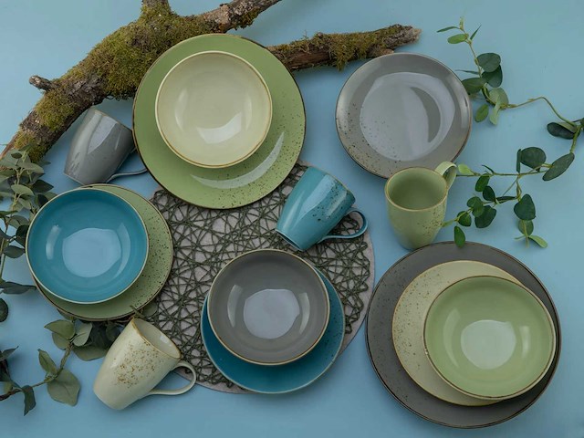 Creatable, 19951, multicoloured nature collection, 16-delig servies, steengoed - afbeelding 4 van  7