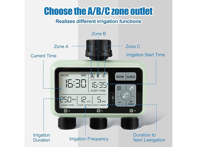 Crosofmi irrigatiecomputer met 3 uitgangen - afbeelding 4 van  5
