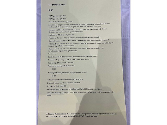 Crown xls 602 versterker (2x) - afbeelding 4 van  4