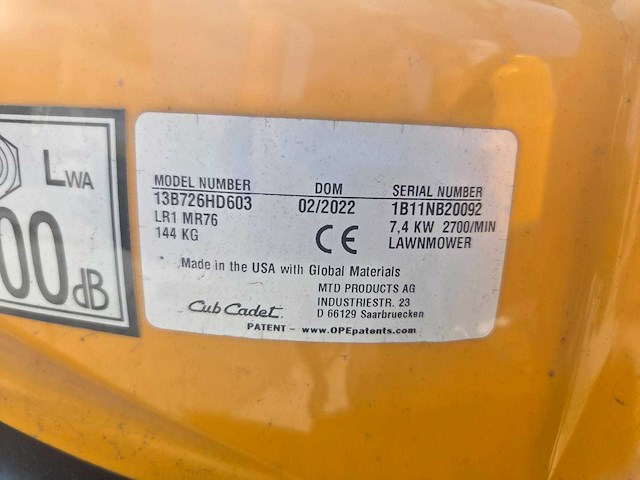 Cub cadet - 2022 - lr1 mr76 - zitmaaier - afbeelding 6 van  8