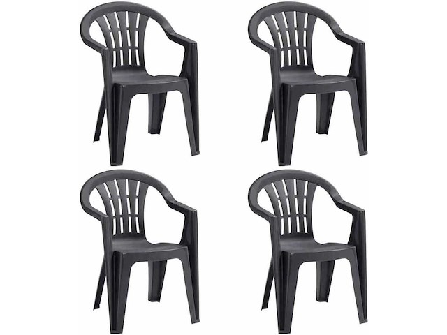 Cuba set 4 grafiet plastic stapelstoelen n01364 - afbeelding 2 van  3