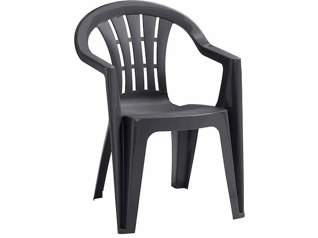 Cuba set 4 grafiet plastic stapelstoelen n01364 - afbeelding 3 van  3