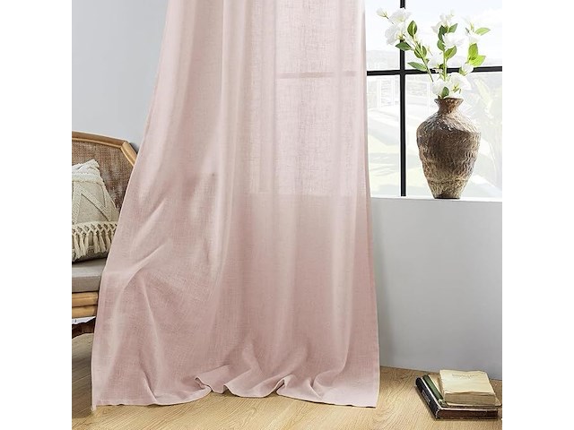 Cucraf gordijn oudroze met ringen, 140 x 245 cm - afbeelding 1 van  3