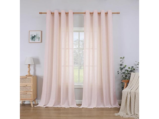 Cucraf gordijn oudroze met ringen, 140 x 245 cm - afbeelding 1 van  3