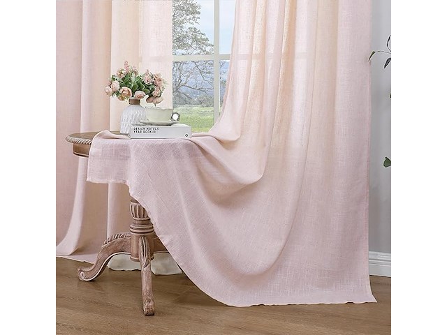 Cucraf gordijn van echt natuurlijk linnen, met oogjes, 140 x 245 cm - afbeelding 3 van  4