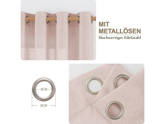 Cucraf gordijn van echt natuurlijk linnen, met oogjes, 140 x 245 cm - afbeelding 4 van  4