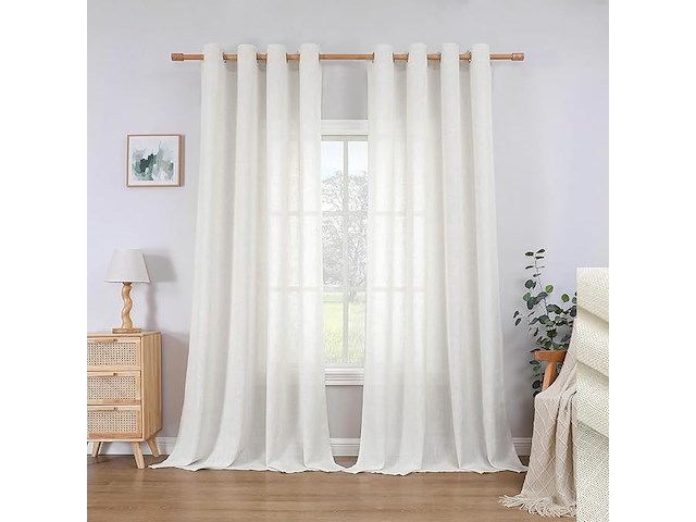 Cucraf linnen gordijnen met oogjes - afbeelding 1 van  4