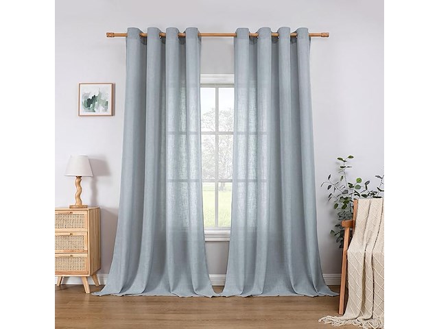 Cucraf linnen gordijnen met oogjes - afbeelding 1 van  4