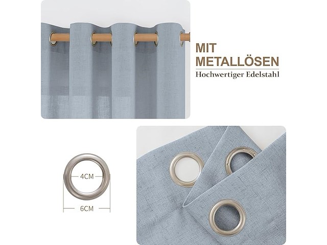 Cucraf linnen gordijnen met oogjes - afbeelding 3 van  4