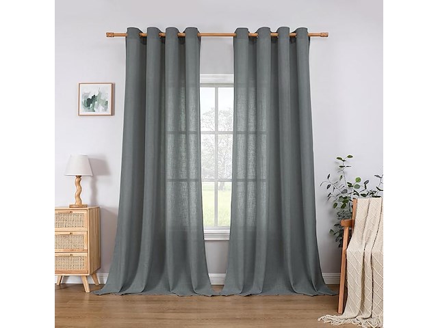 Cucraf linnen gordijnen met oogjes - afbeelding 1 van  3